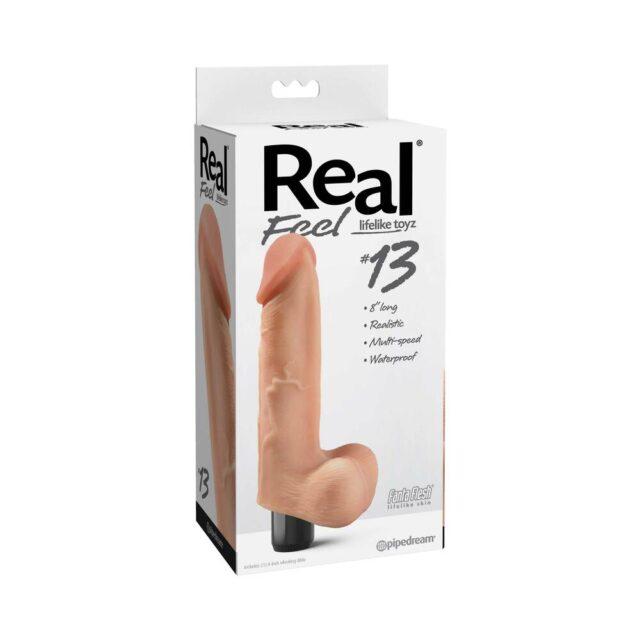 Pipedream Real Feel Lifelike Toyz No. 13 Realistic 8 in. Vibrating Dildo With Balls Beige