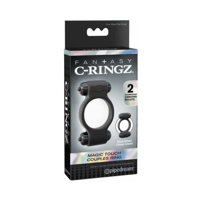 Pipedream Fantasy C-Ringz Magic Touch Couples Ring With Dual Bullets Black