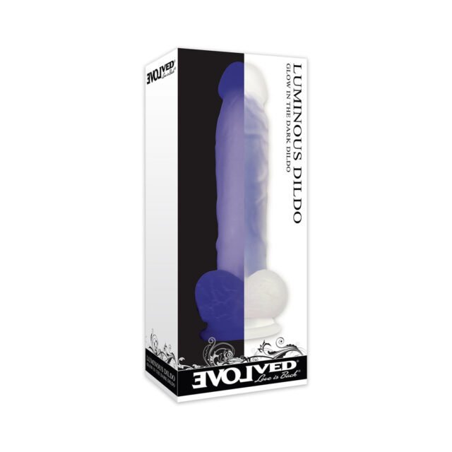 Evolved Luminous Poseable Glow in the Dark 8 in. Dildo With Balls Clear-Purple