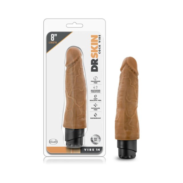 Dr. Skin Vibe 14 Realistic 8 in. Vibrating Dildo Tan