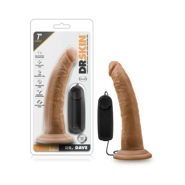 Dr. Skin Dr. Dave Realistic 7 in. Vibrating Dildo Tan