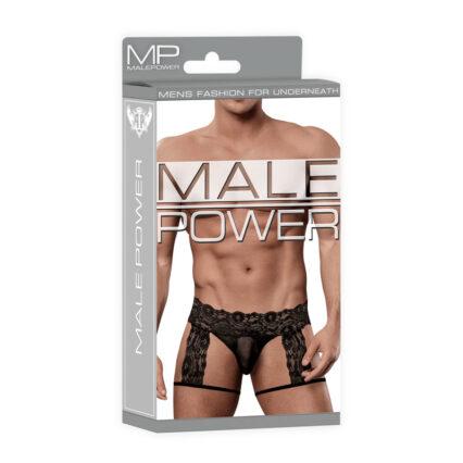 Male Power Scandal Lace GStr Gart Shrt Blk S-M