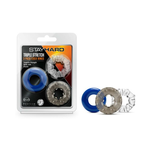 Stay Hard Triple Stretch Cockrings 3-Pack Assorted Colors