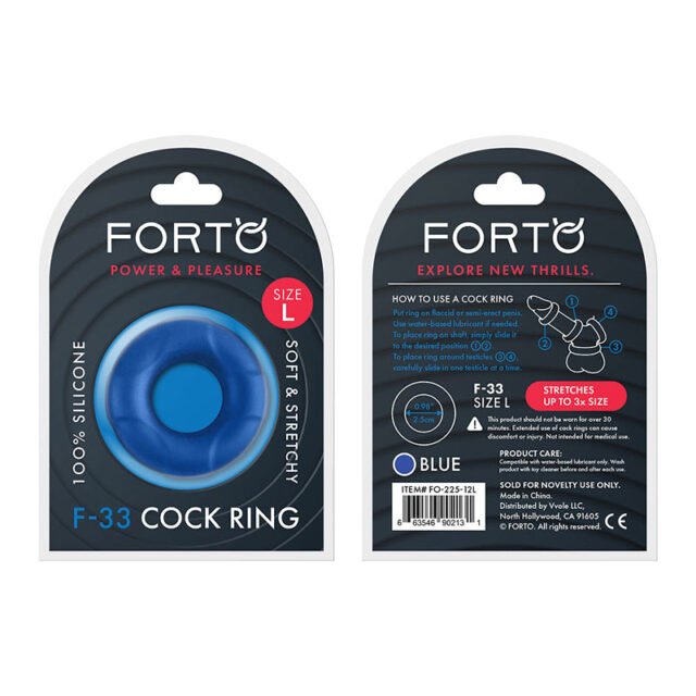 Forto F-33 Liquid Silicone Cockring Large Blue