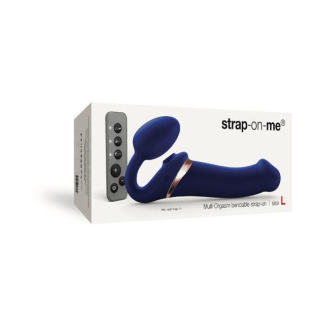 Strap-On-Me Rechargeable Remote-Controlled Multi Orgasm Bendable Strap-On Night Blue L