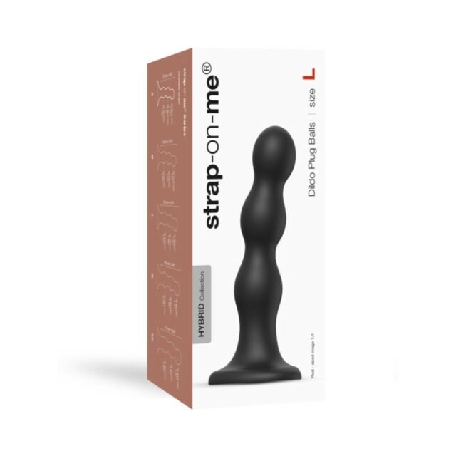 Strap-On-Me Hybrid Collection Silicone Dildo Plug Balls Black L