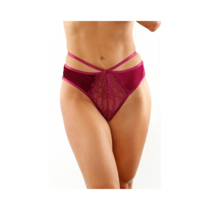 Kalina Velvet Strappy Cut-Out Thong With Keyhole Back Magenta S-M