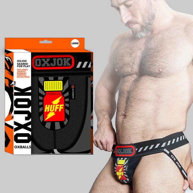 Oxballs Oxjok Popperjock 3D Rubber Huffer Jock Black-Red S