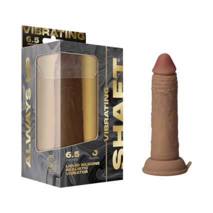 Shaft Vibrating Model J: 6.5 in. Dual Density Silicone Dildo Oak