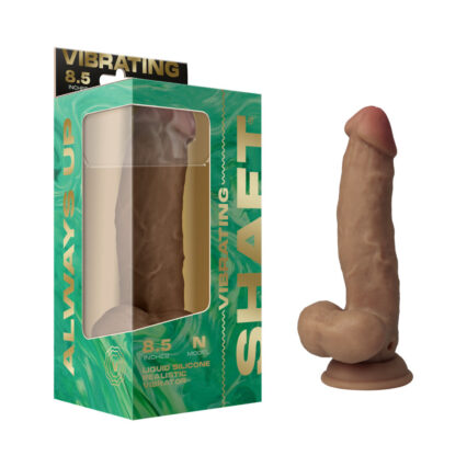 Shaft Vibrating Model N: 8.5 in. Dual Density Silicone Dildo Oak