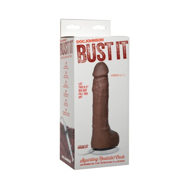 Bust It Squirting Realistic Cock Brown w-1oz Nut Butter