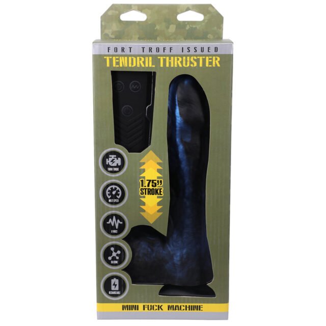 Fort Troff Tendril Thruster Mini Fuck Machine Rechargeable Remote-Controlled Silicone 8.5 in. Thrusting Dildo Blue-Black