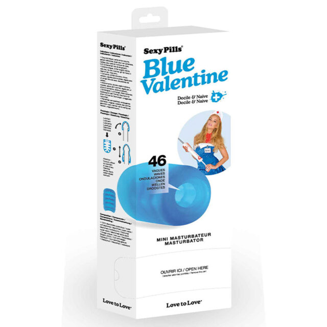 Love to Love Sexy Pills Blue Valentine Mini Masturbator Display of 6