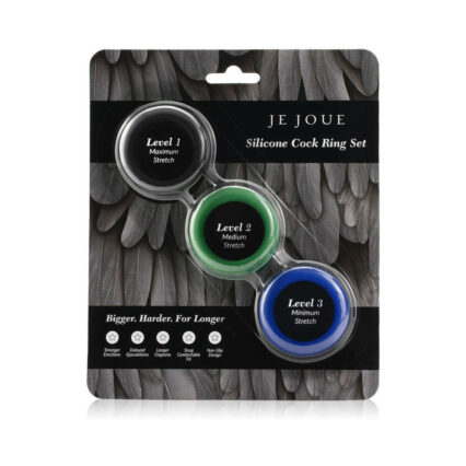 Je Joue Silicone Cock Ring 3-Piece Set Black-Green-Blue