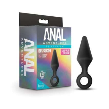 Anal Adventures Platinum Silicone Loop Plug Medium Black