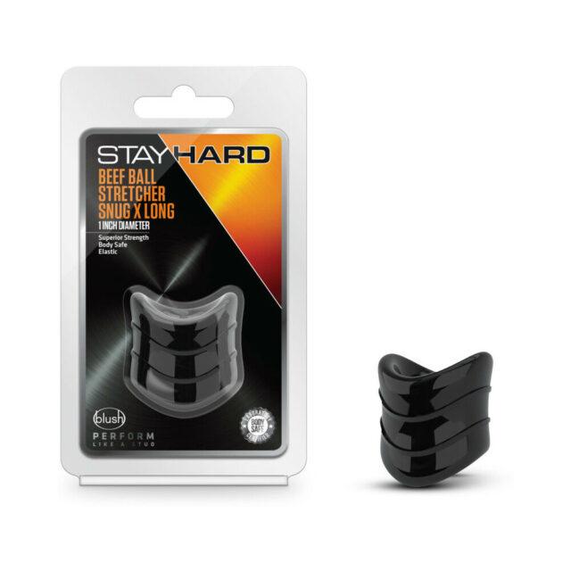 Stay Hard Beef Ball Stretcher Snug X Long 1 in. Black